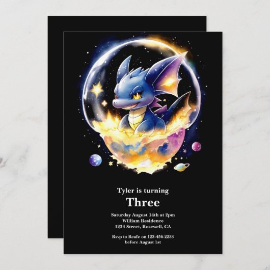 Einladung von Dragon Birthday (Vorne/Hinten)
