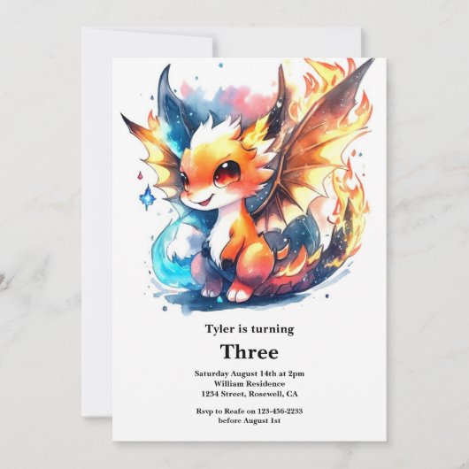 Einladung von Dragon Birthday (Vorderseite)