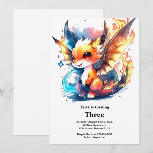 Einladung von Dragon Birthday (Vorne/Hinten)