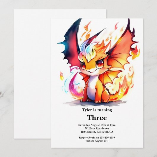 Einladung von Dragon Birthday (Vorne/Hinten)