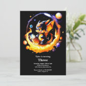 Einladung von Dragon Birthday (Stehend Vorderseite)