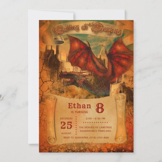 Einladung von Dragon Birthday (Vorderseite)