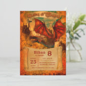 Einladung von Dragon Birthday (Stehend Vorderseite)