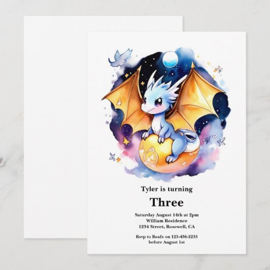 Einladung von Dragon Birthday (Vorne/Hinten)