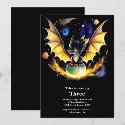 Einladung von Dragon Birthday (Vorne/Hinten)