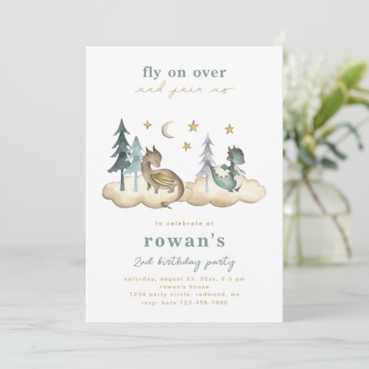 Einladung von Dragon Birthday | Einladung von Drac (Stehend Vorderseite)