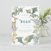 Einladung von Dragon und Dino zum ersten Geburtsta (Stehend Vorderseite)