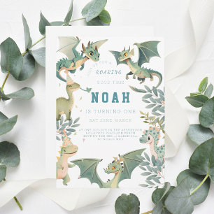 Einladung von Dragon und Dino zum ersten Geburtsta