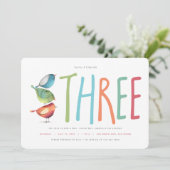 Einladung von drei Birdie Dritte Geburtstagspartei (Stehend Vorderseite)