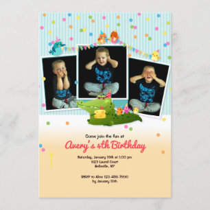 Einladung von drei Fotos Tierrahmen zum Geburtstag