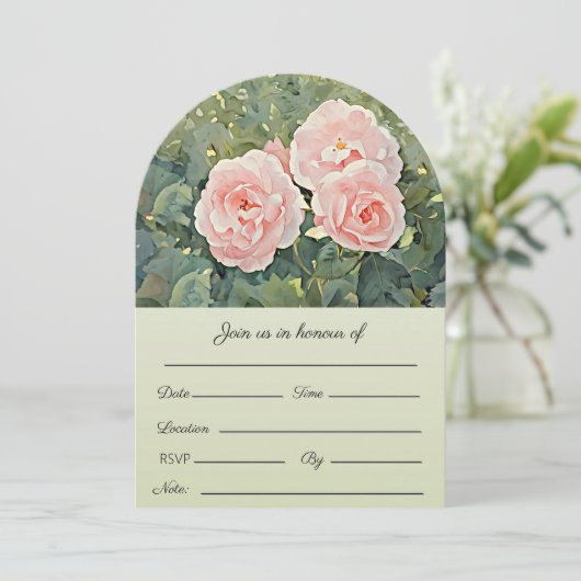 Einladung von drei Hübschen Rose (Stehend Vorderseite)