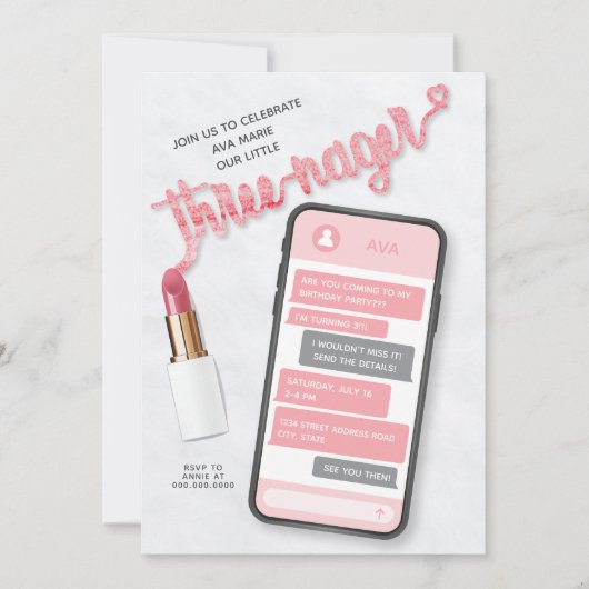 Einladung von Drohenage Girl zum dritten Geburtsta (Vorderseite)