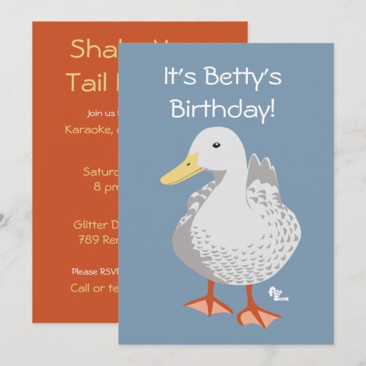 Einladung von Duck Birthday (Vorne/Hinten)