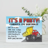 Einladung von Dump Truck Child zum Geburtstag (Stehend Vorderseite)