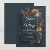 Einladung von dunklen Blumenrahmen (Vorne/Hinten)