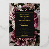 Einladung von dunklen und moody-floralen Hochzeits (Vorderseite)