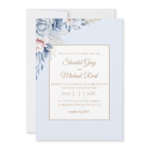 Einladung von Dusty Blue and Gold Floral Wedding