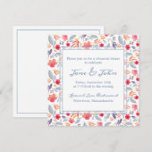 Einladung von Dusty Blue Floral Square (Vorne/Hinten)