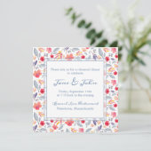 Einladung von Dusty Blue Floral Square (Stehend Vorderseite)
