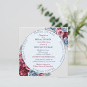 Einladung von Dusty Blue und Burgundy Bridal Dusch (Stehend Vorderseite)