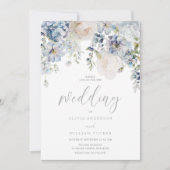 Einladung von Dusty Blue & White Floral Wedding (Vorderseite)
