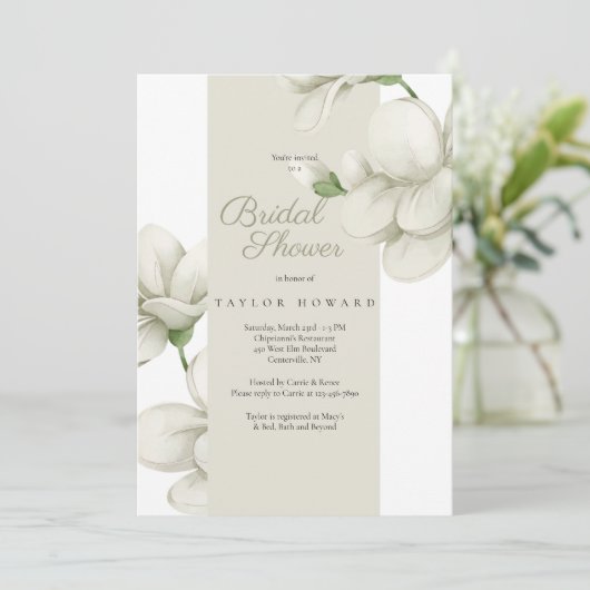 Einladung von Ecru-Blumendusche (Stehend Vorderseite)