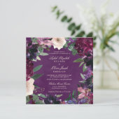 Einladung von Eggplant Lila Blumenhochzeit (Stehend Vorderseite)
