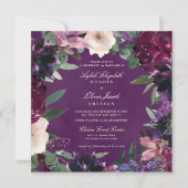 Einladung von Eggplant Lila Blumenhochzeit (Vorderseite)