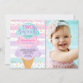 Einladung von Eiscreme 2. Geburtstag süß (Vorderseite)