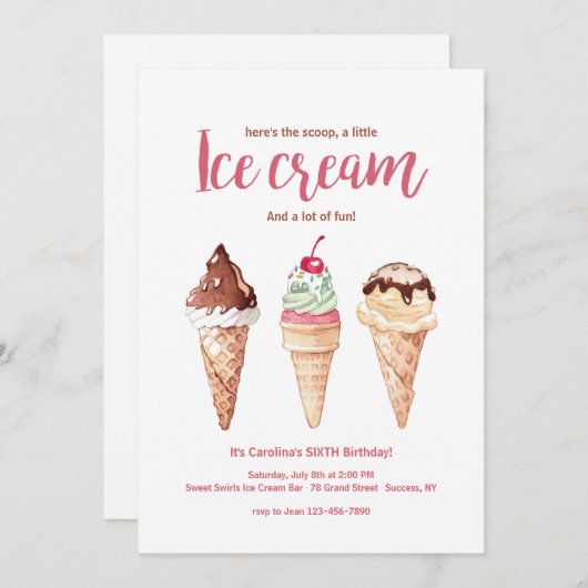 Einladung von Eiscreme-Cones (Vorne/Hinten)