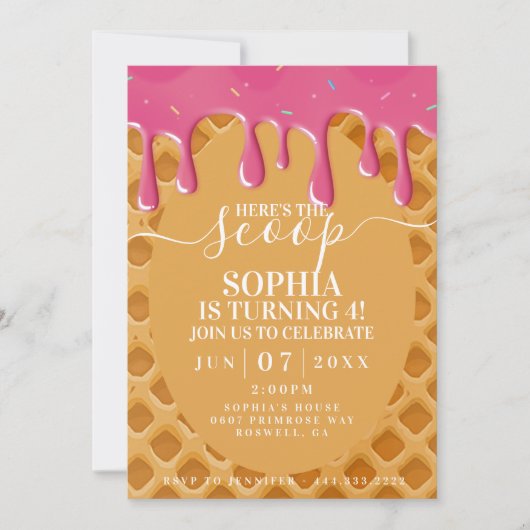 Einladung von Eiscreme-Kindergeburtstag (Vorderseite)