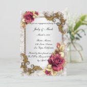 Einladung von eleganten Rote Rosen (Stehend Vorderseite)