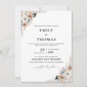 Einladung von Elfenbein und Blue Boho (Vorderseite)