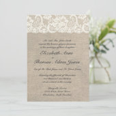 Einladung von Elfenbein und Burlap zur Hochzeit (Stehend Vorderseite)