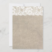 Einladung von Elfenbein und Burlap zur Hochzeit (Rückseite)