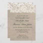 Einladung von Elfenbein und Burlap zur Hochzeit (Vorne/Hinten)