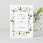 Einladung von Elfenbein und Dusty Blue Hochzeit (Stehend Vorderseite)