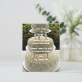 Einladung von Elfenbein zum Hochzeitskuchen (Stehend Vorderseite)