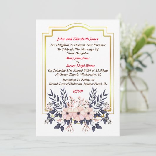 Einladung von Eltern der Braut (Stehend Vorderseite)