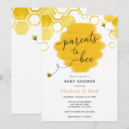 Einladung von Eltern zur Bee Baby Duwer (Vorne/Hinten)