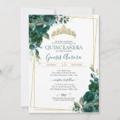 Einladung von Emerald Green Floral von Quinceañera (Vorderseite)