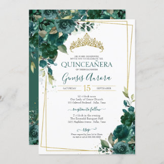 Einladung von Emerald Green Floral von Quinceañera
