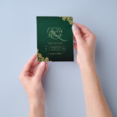 Einladung von Emerald Green Gold Lace zur Hochzeit Flyer (Gruppe)