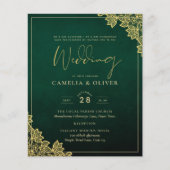 Einladung von Emerald Green Gold Lace zur Hochzeit Flyer (Vorne)