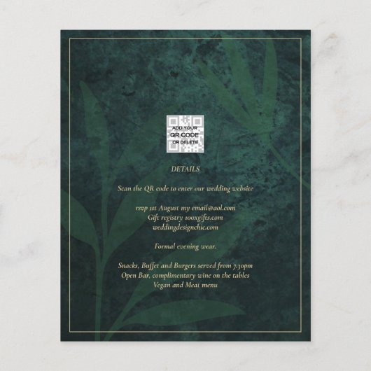 Einladung von Emerald Green Gold zur Hochzeit Flyer (Hinten)