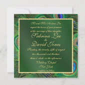 Einladung von Emerald Green Peacock Hochzeit (Rückseite)