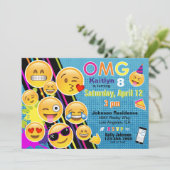 Einladung von Emoji Birthday (Stehend Vorderseite)