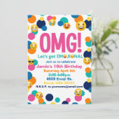 Einladung von Emoji Birthday (Stehend Vorderseite)