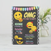 Einladung von Emoji Birthday (Stehend Vorderseite)