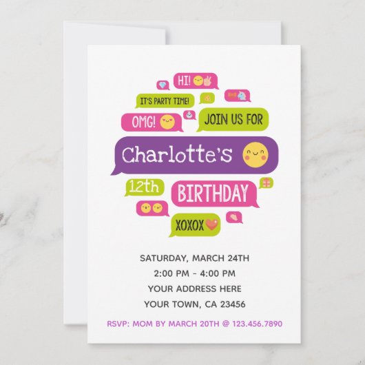Einladung von Emoji Birthday (Vorderseite)